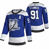 Tampa Bay Lightning 91 Steve Stamkos Blue Adidas 2020-21 Reverse Retro Alternate Jersey Dzhi,baseball caps,new era cap wholesale,wholesale hats